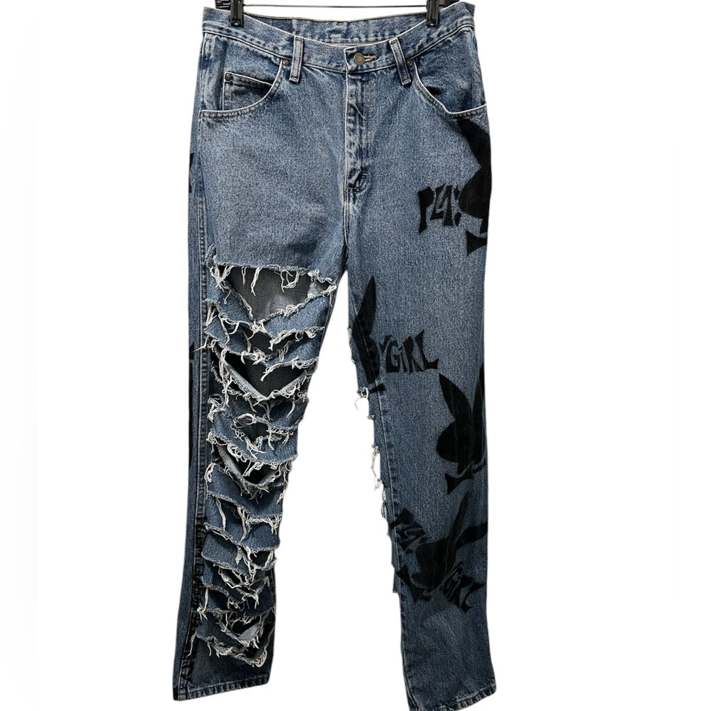 *ONE OF A KIND CUSTOM DISTRESSED WRANGLER JEANS